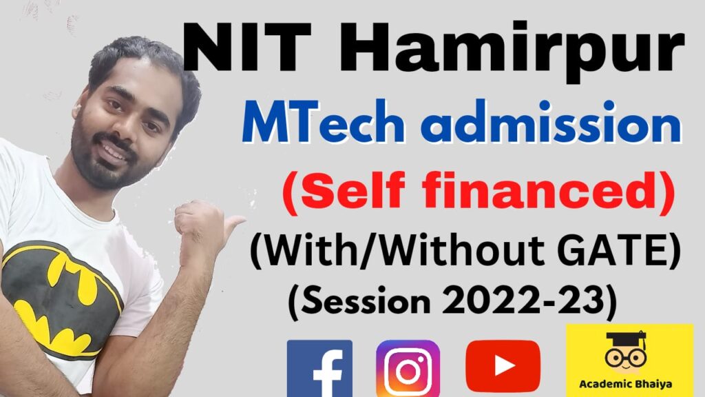 mtech admission without gate in nit hamirpur